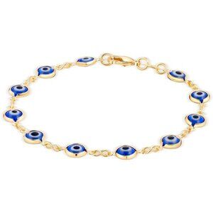 Gold Plated Evil Eye Bracelet Multicolor Charm Lightweight Womens Jewelry